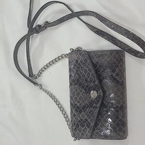 Michael Kors snake print gray leather crossbody.
